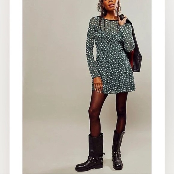 NWOT FREE PEOPLE SHEER DELIGHT MINI DRESS - Picture 1 of 6